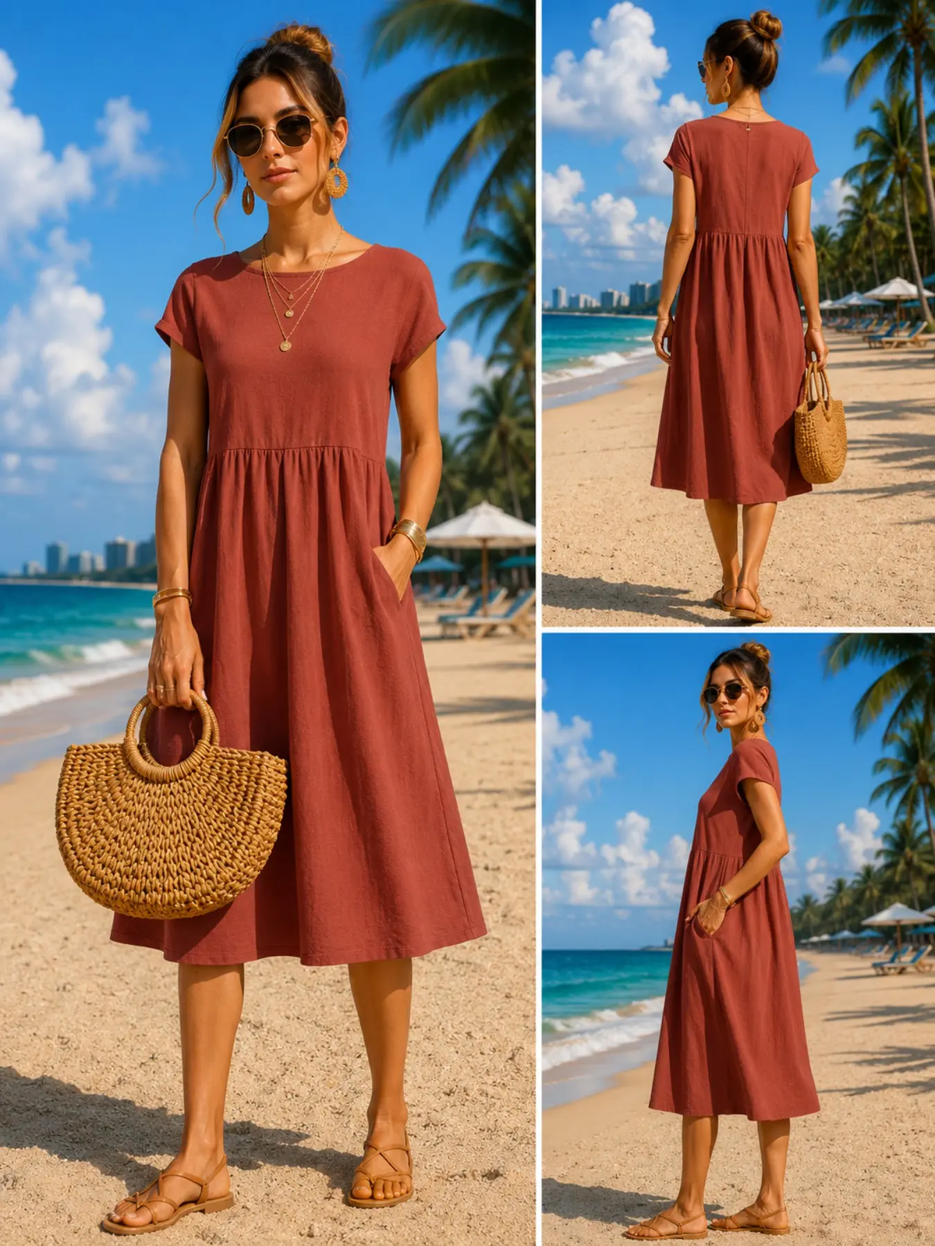Vestido midi informal para muj - Midi Dress reseña y precio